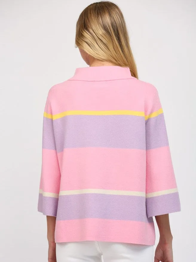 Stripe Jacquard Knit Mock Sweater