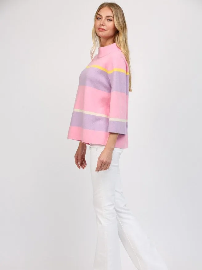 Stripe Jacquard Knit Mock Sweater