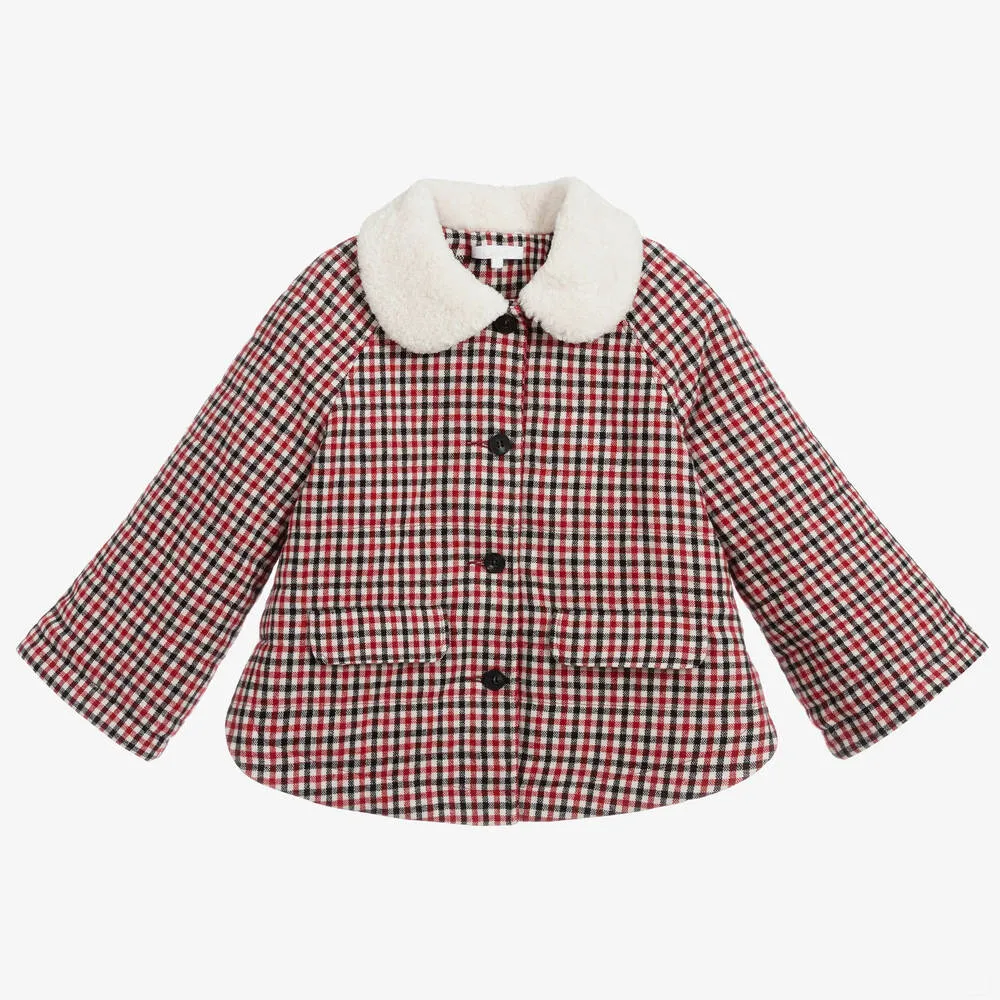 Teen Red Checked Wool Jacket