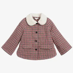 Teen Red Checked Wool Jacket