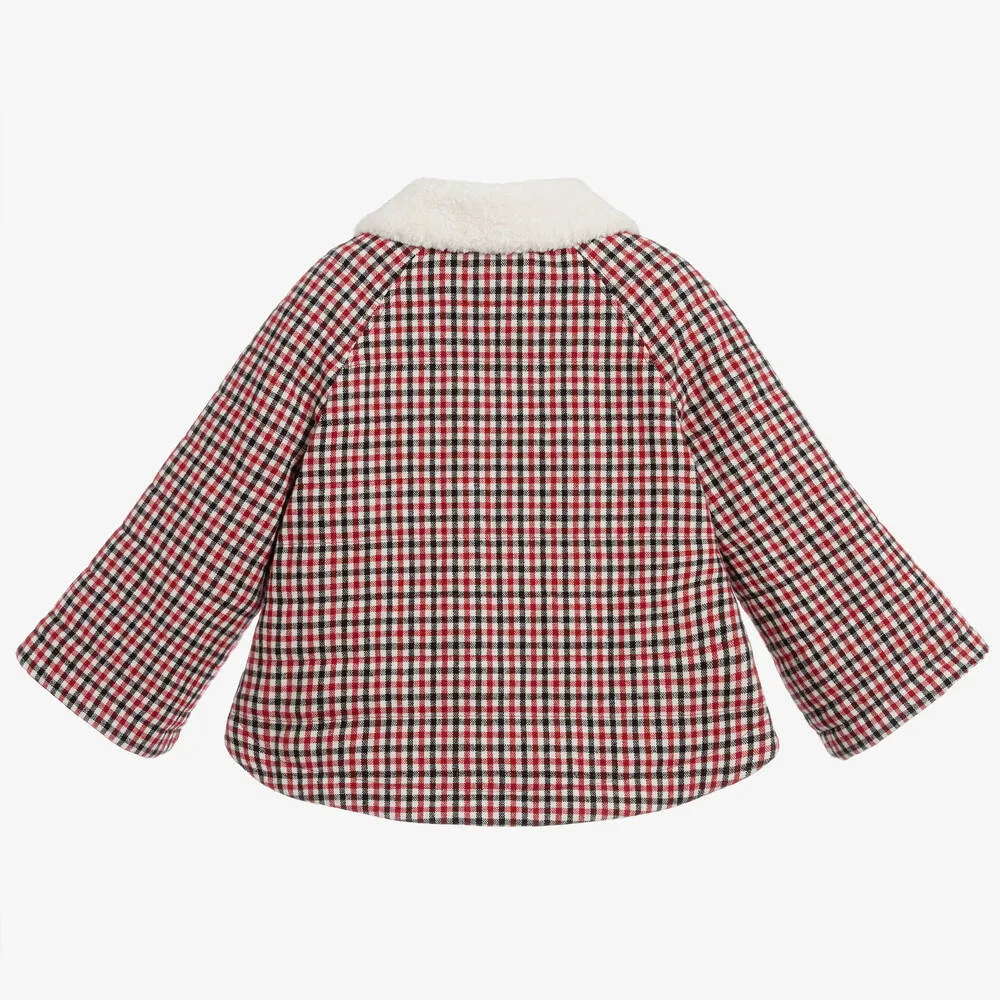 Teen Red Checked Wool Jacket