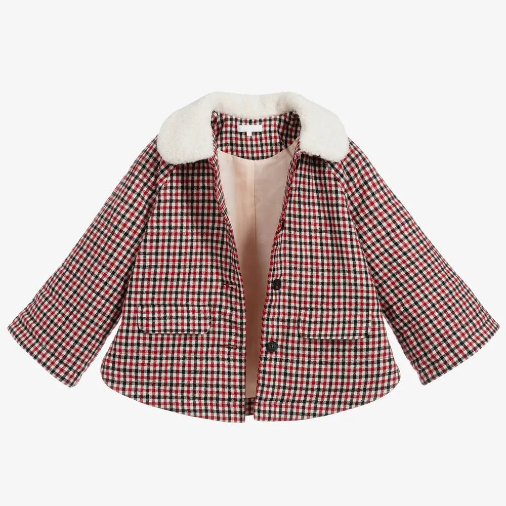 Teen Red Checked Wool Jacket