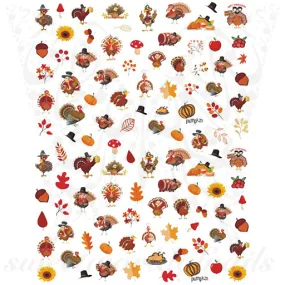 Thanksgiving Nail art Turkey Nail Stickers