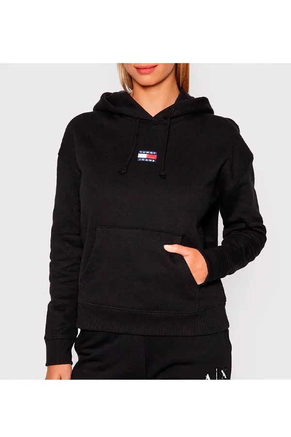 Tommy Hilfiger Women Center Badge Hoodie Black