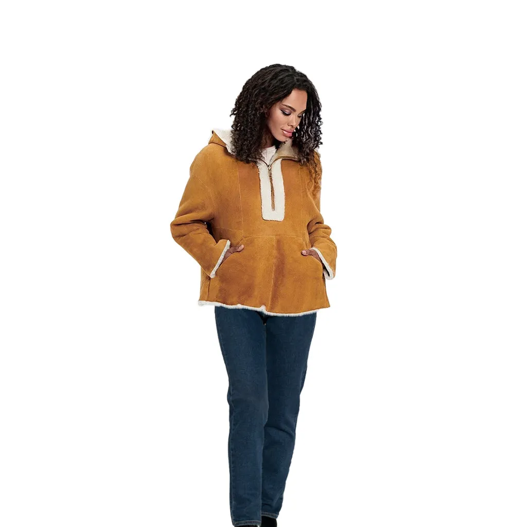 UGG LU Reversible Shearling Chestnut Hoodie - Women's