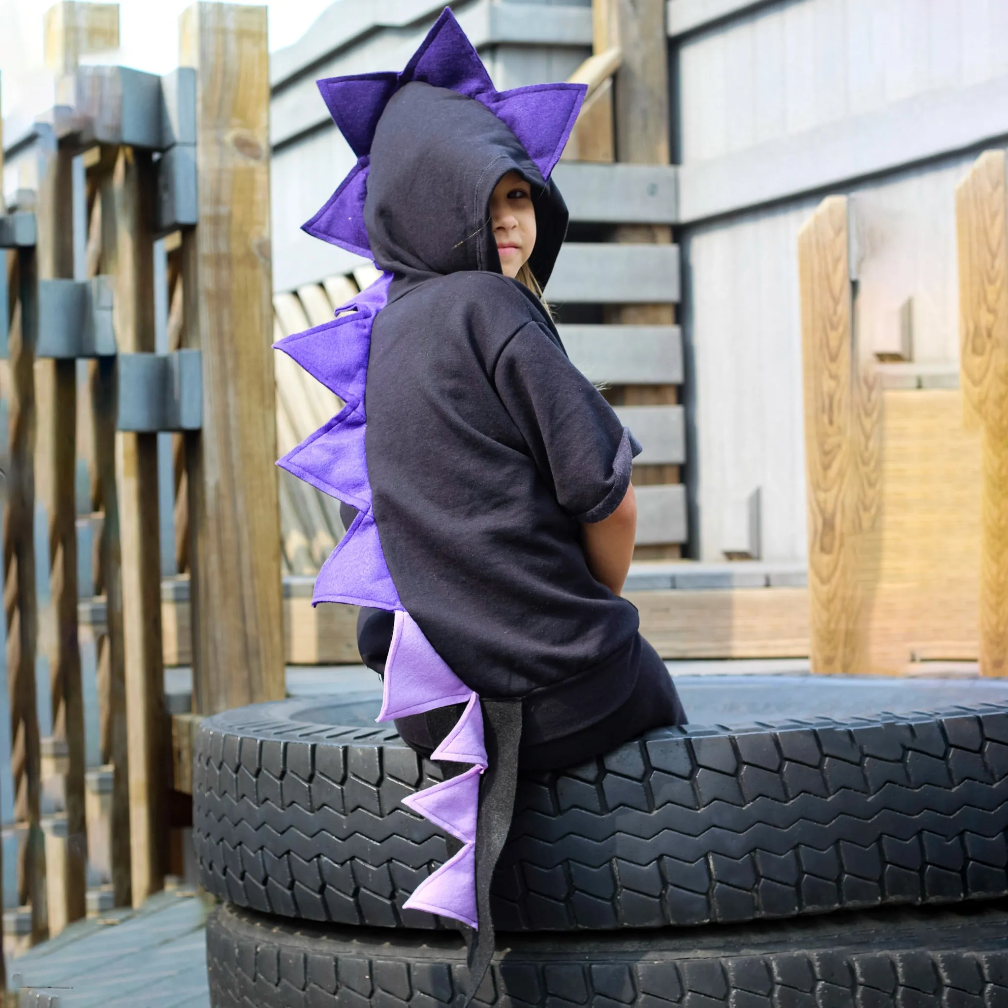 Ultra-Violet Amethyst Dragon Hoodie with Tail