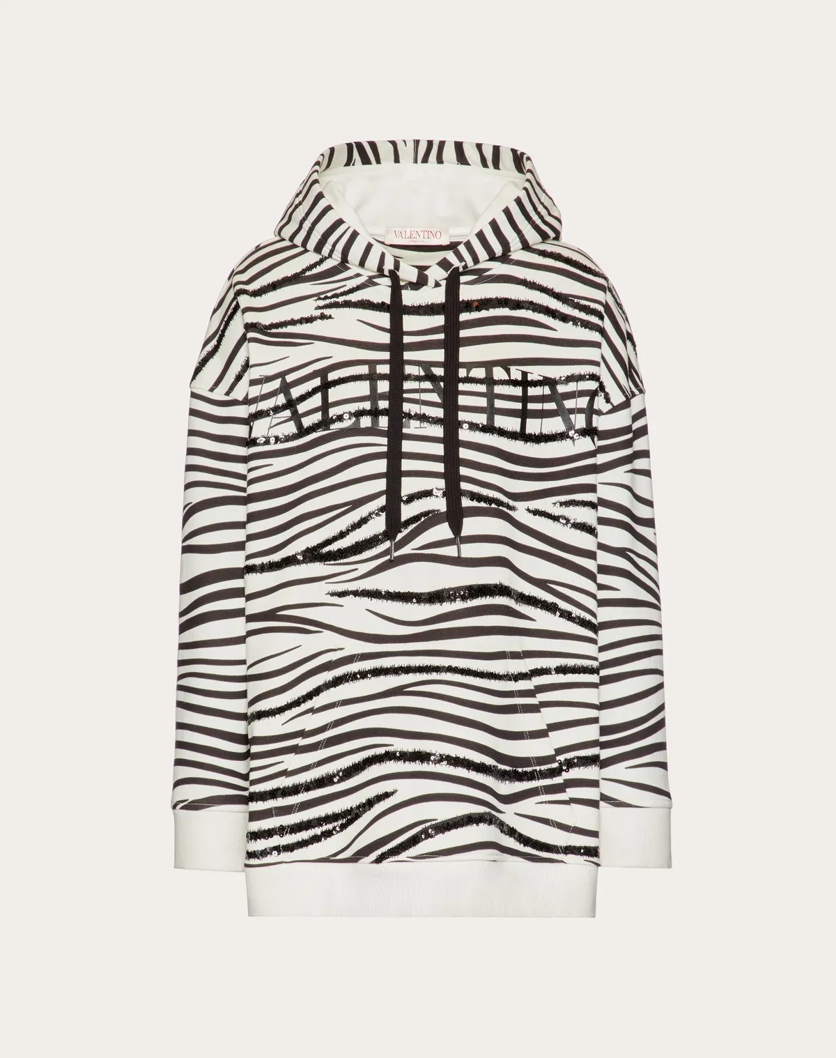 VALENTINO  |Embroidered Jersey Hoodie With Zebra 1966 Print