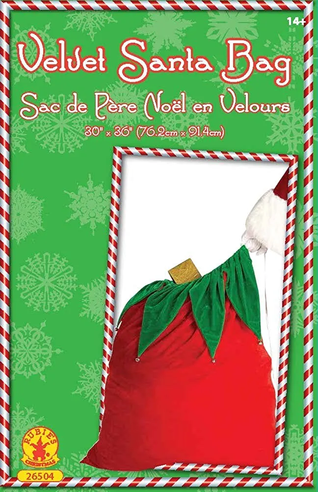 Velour Santa Bag with Jingle Bells