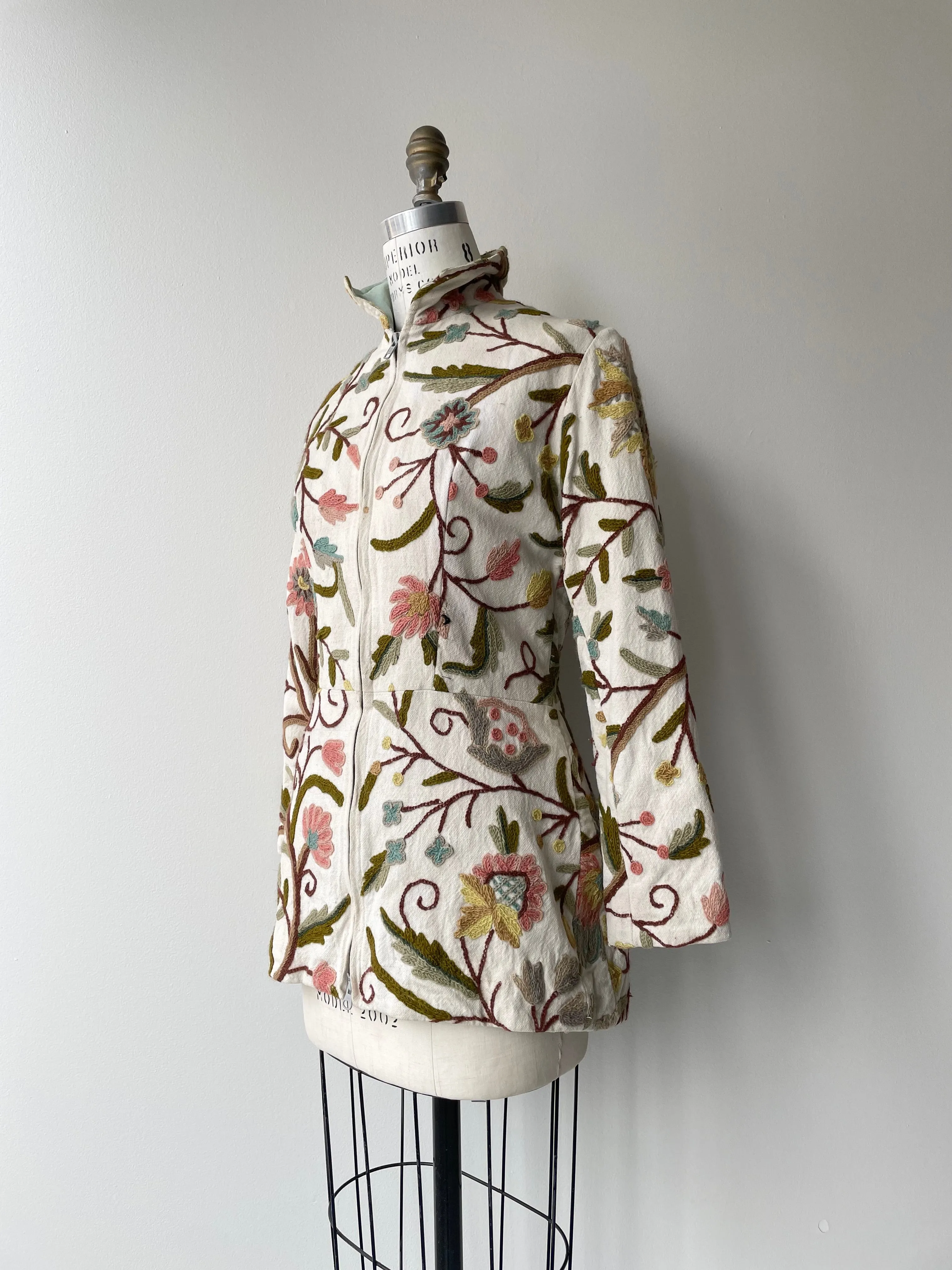 Vintage Linen Crewel Jacket