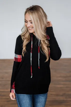 Wishing For Winter Drawstring Hoodie- Black