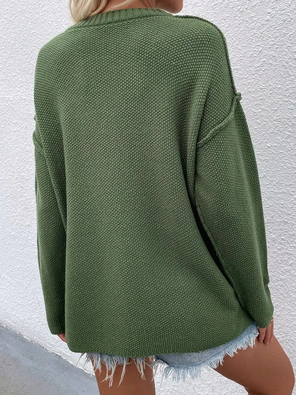 Women Long Sleeve Loose Fit Sweater