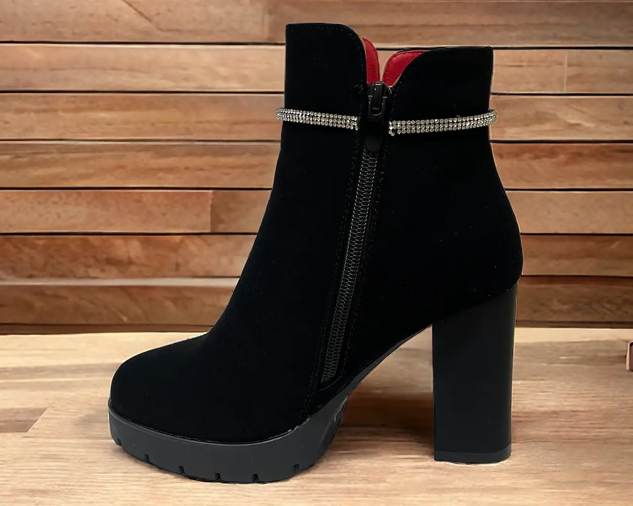 Women's Block High Heels Ankle Boots Black