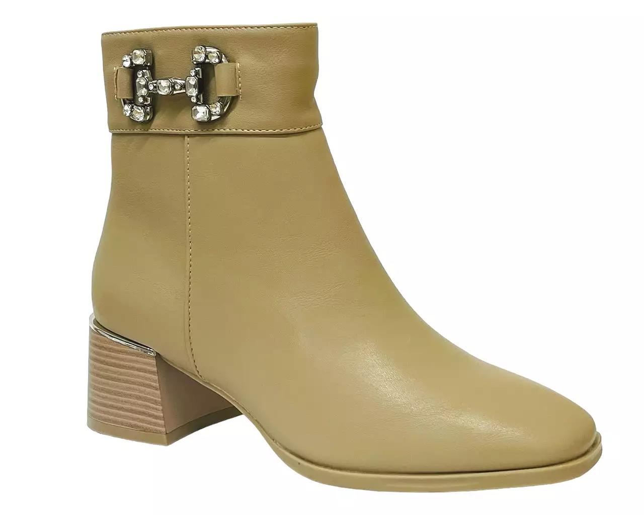 Women's Diamante Block Heel Zip Ankle Boots