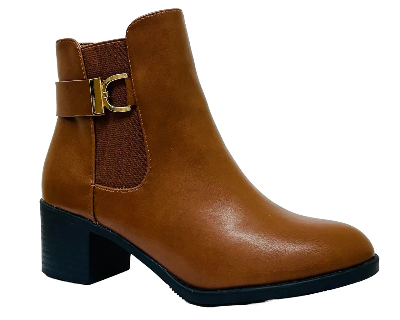 Women's Elasticated Gusset Block Heel Ankle Boots