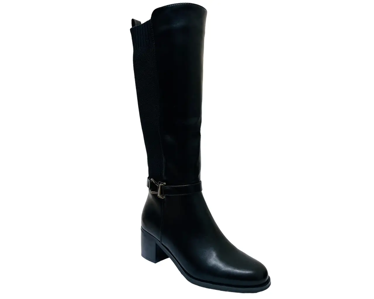 Women's Faux Leather Block Heel Knee High Boots