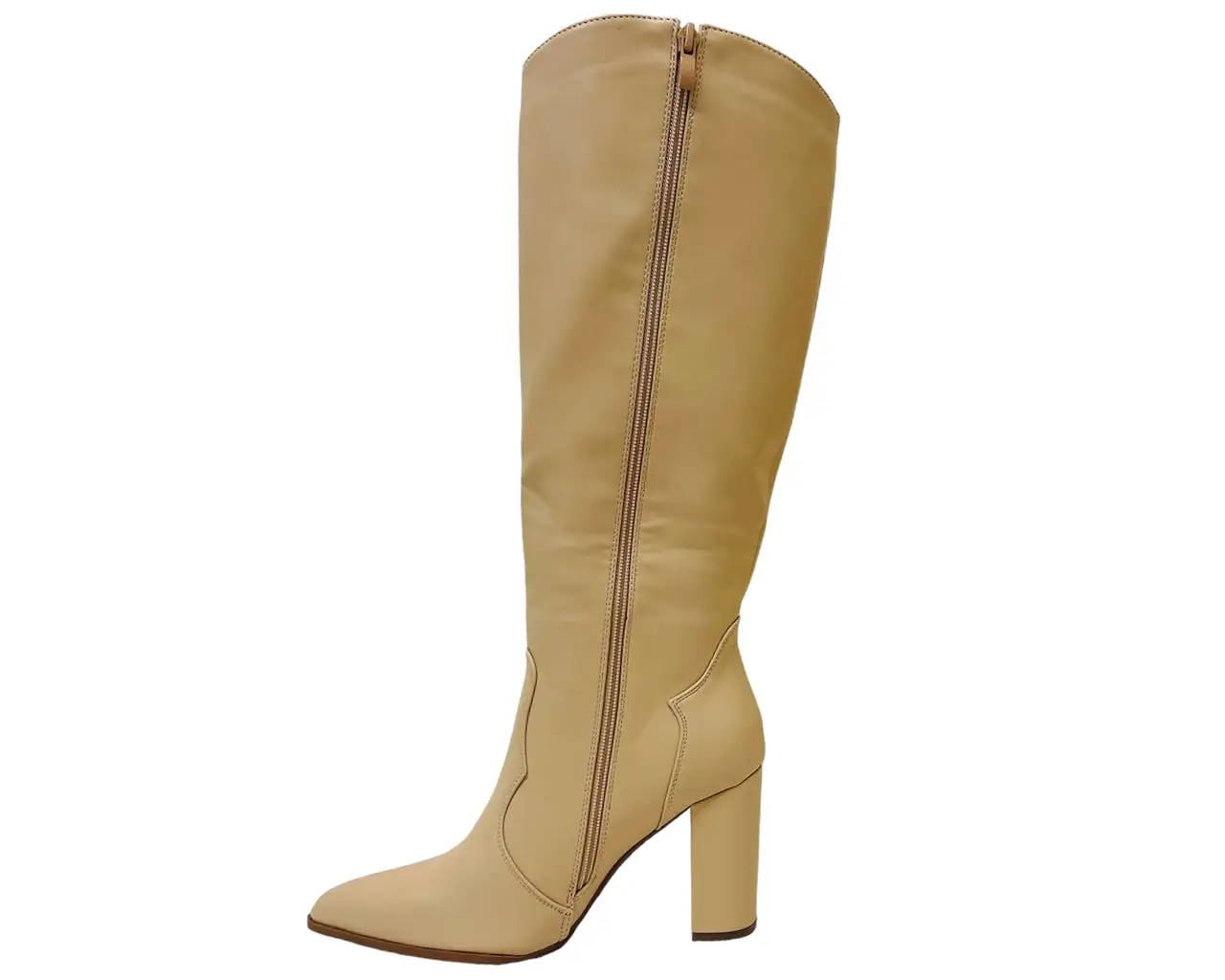 Women's Faux Leather Knee High Block Heel Boots