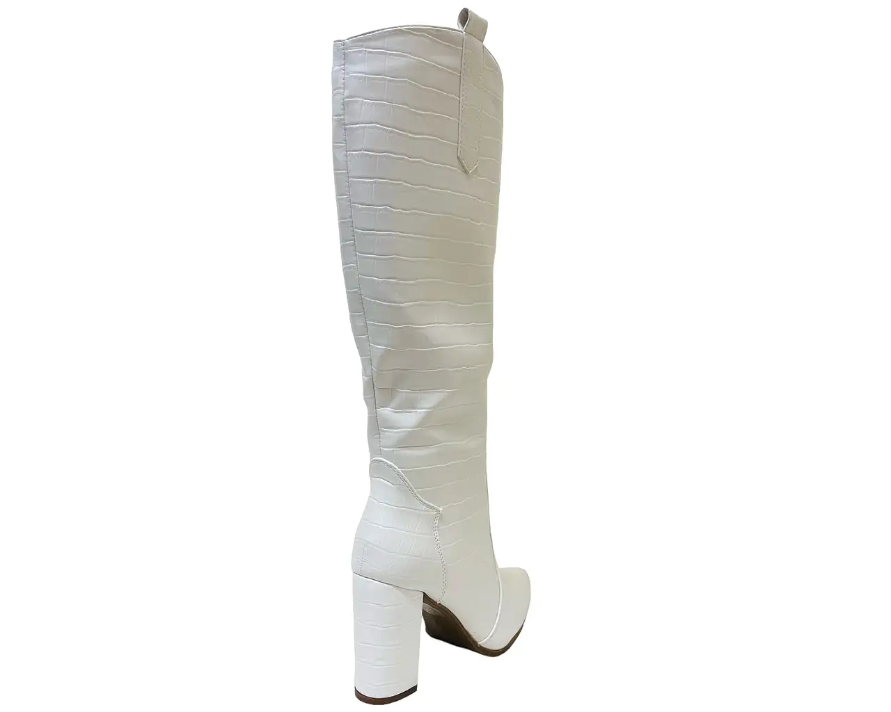 Women's Faux Leather Knee High Block Heel Boots