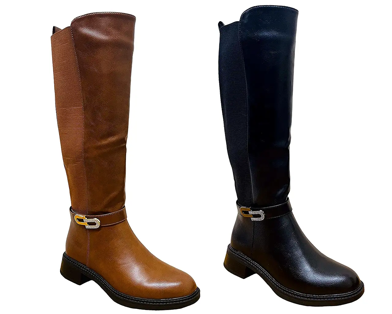 Women's Faux Leather Knee High Zip Boots