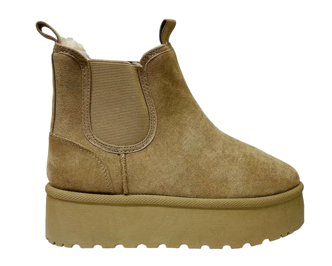 Women's Faux Suede Fur Platform Chelsea Boots