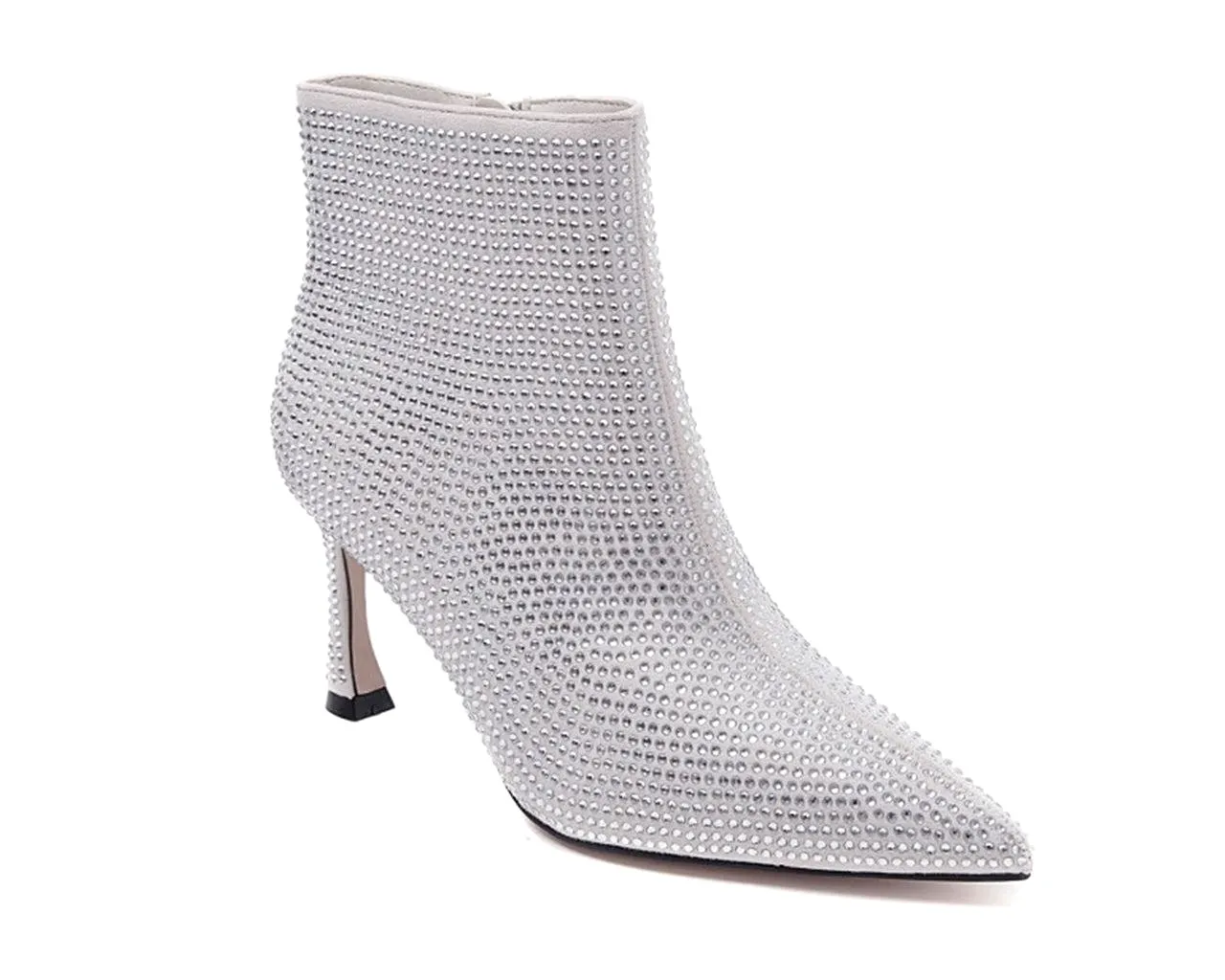 Women's Ideal Shoes 3671 Crystals Ankle Boots Silver