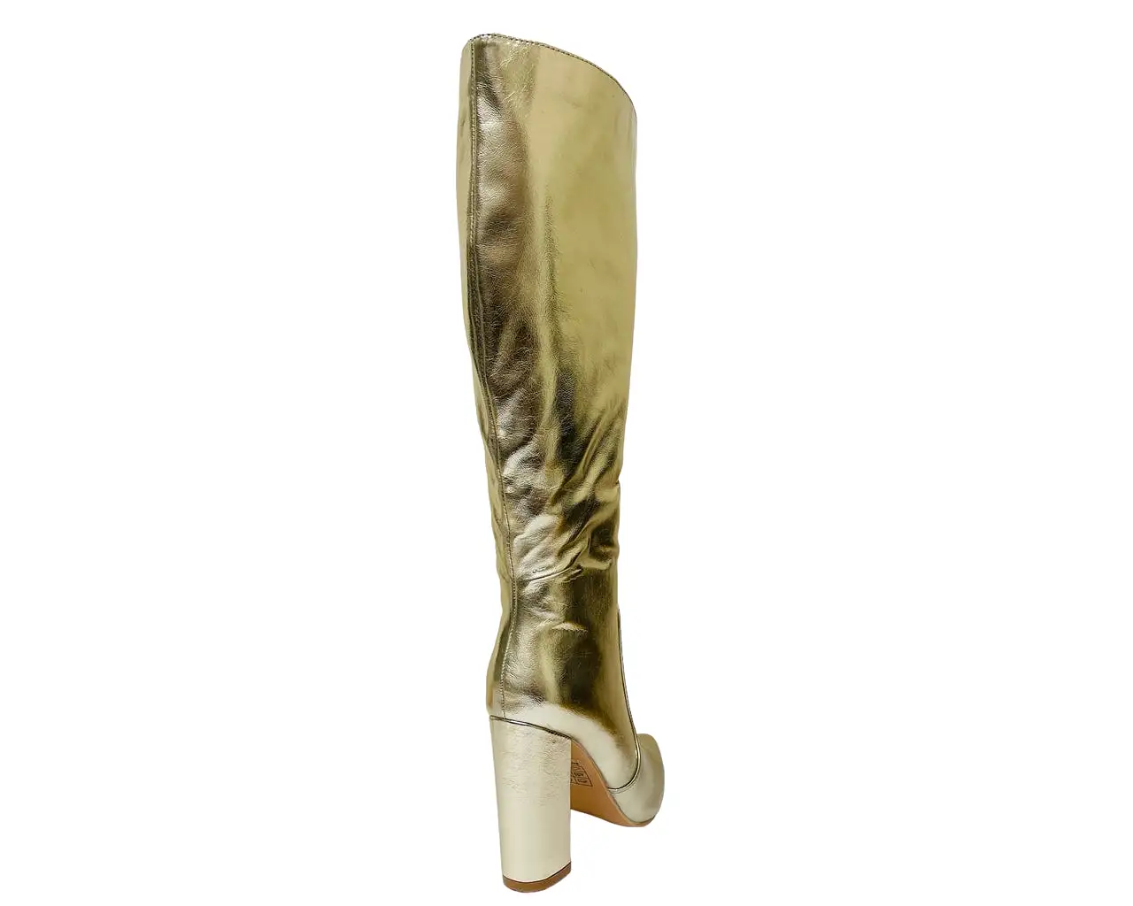 Women's Leather Look Metallic Knee High Boots