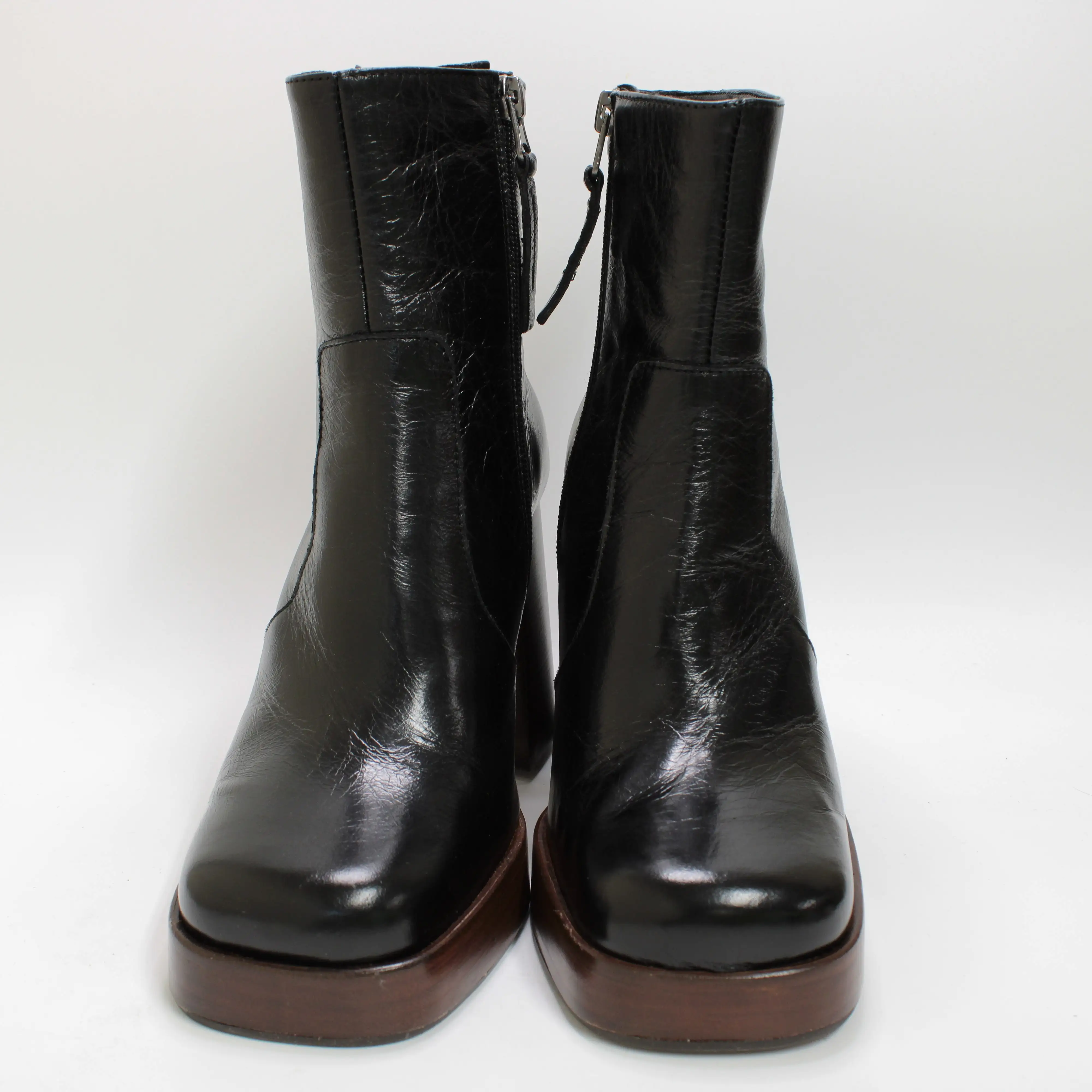 Womens Office Arlo Heelo Platform Boots Black Leather