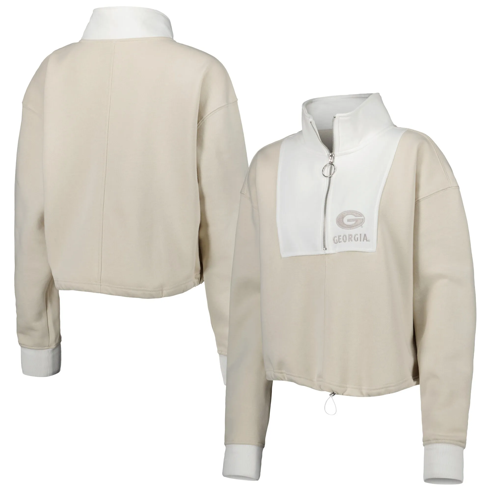 Women's Gameday Couture Tan/White Georgia Bulldogs Color-Block Quarter-Zip Jacket