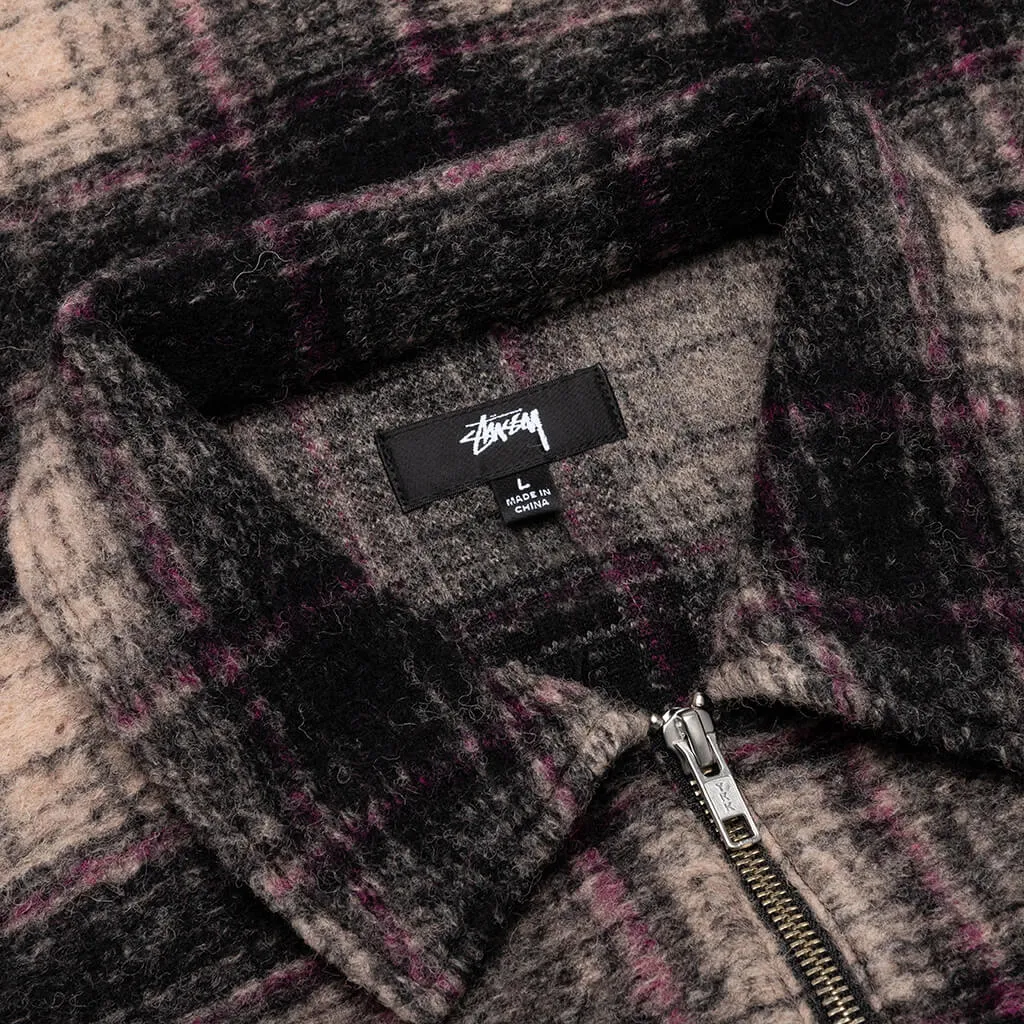 Wool Plaid Zip Shirt - Lilac