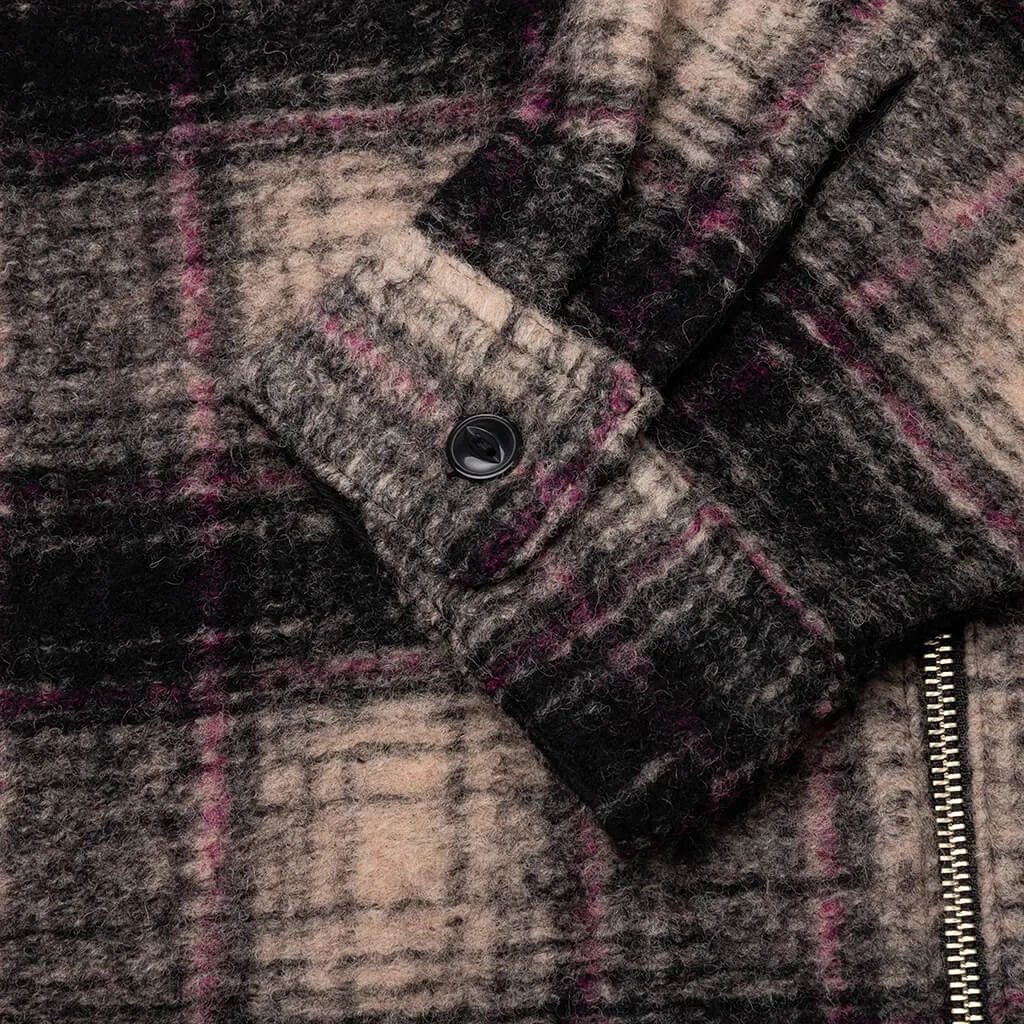 Wool Plaid Zip Shirt - Lilac