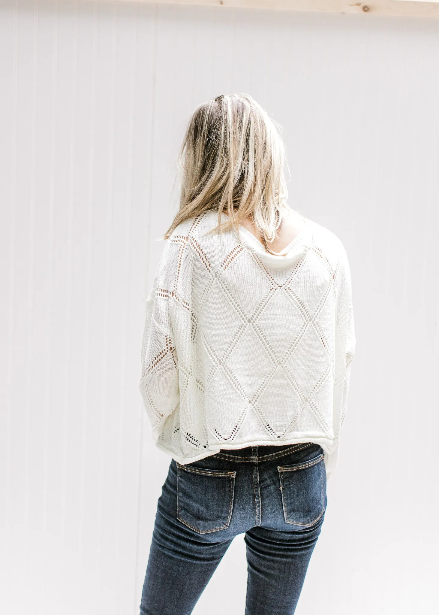 X Cream Diamond Weave Sweater