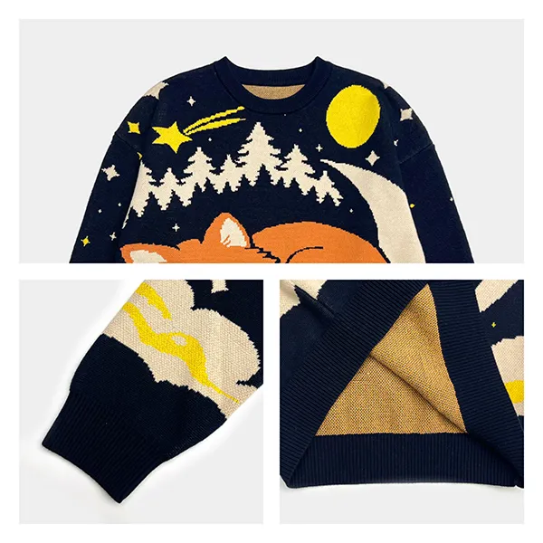 Custom Sleeping Fox Graphic Pullover Back
