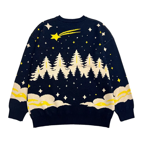Custom Sleeping Fox Graphic Pullover Knitting Details